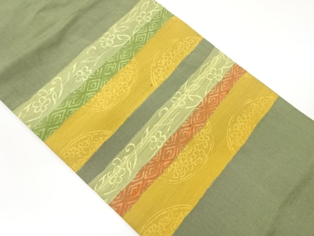 JAPANESE NAGOYA OBI / TSUMUGI / WOVEN FLORAL PLANTS